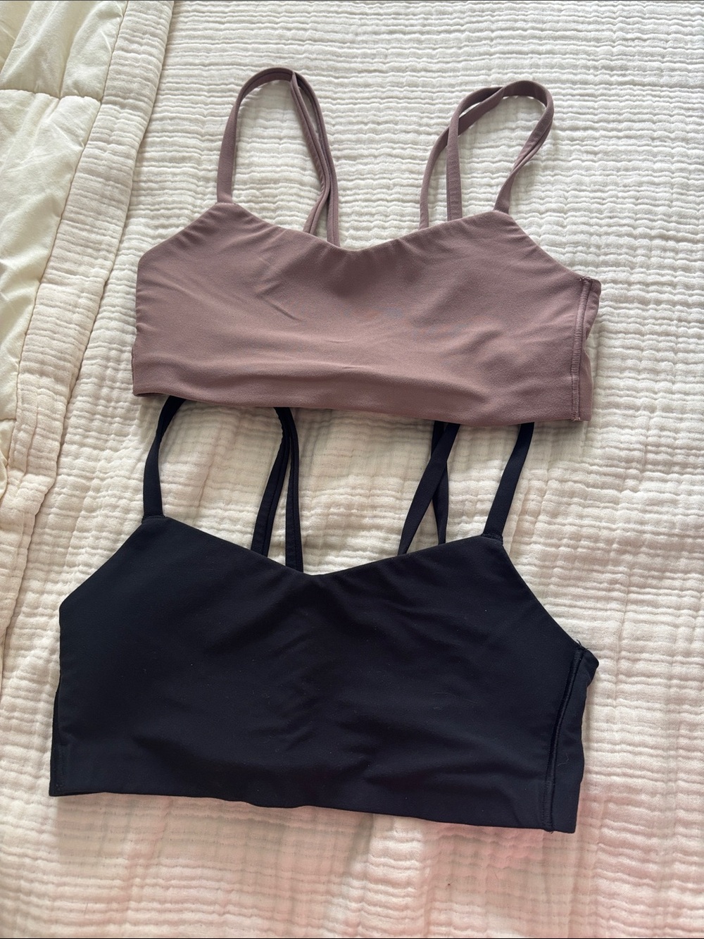 all in motion tan & Black Double-Strap Sports Bralette Set